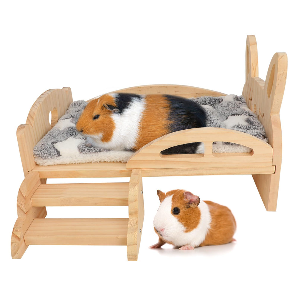 Rypet wooden guinea pig bed with stairs offers a cozy multi-level resting space