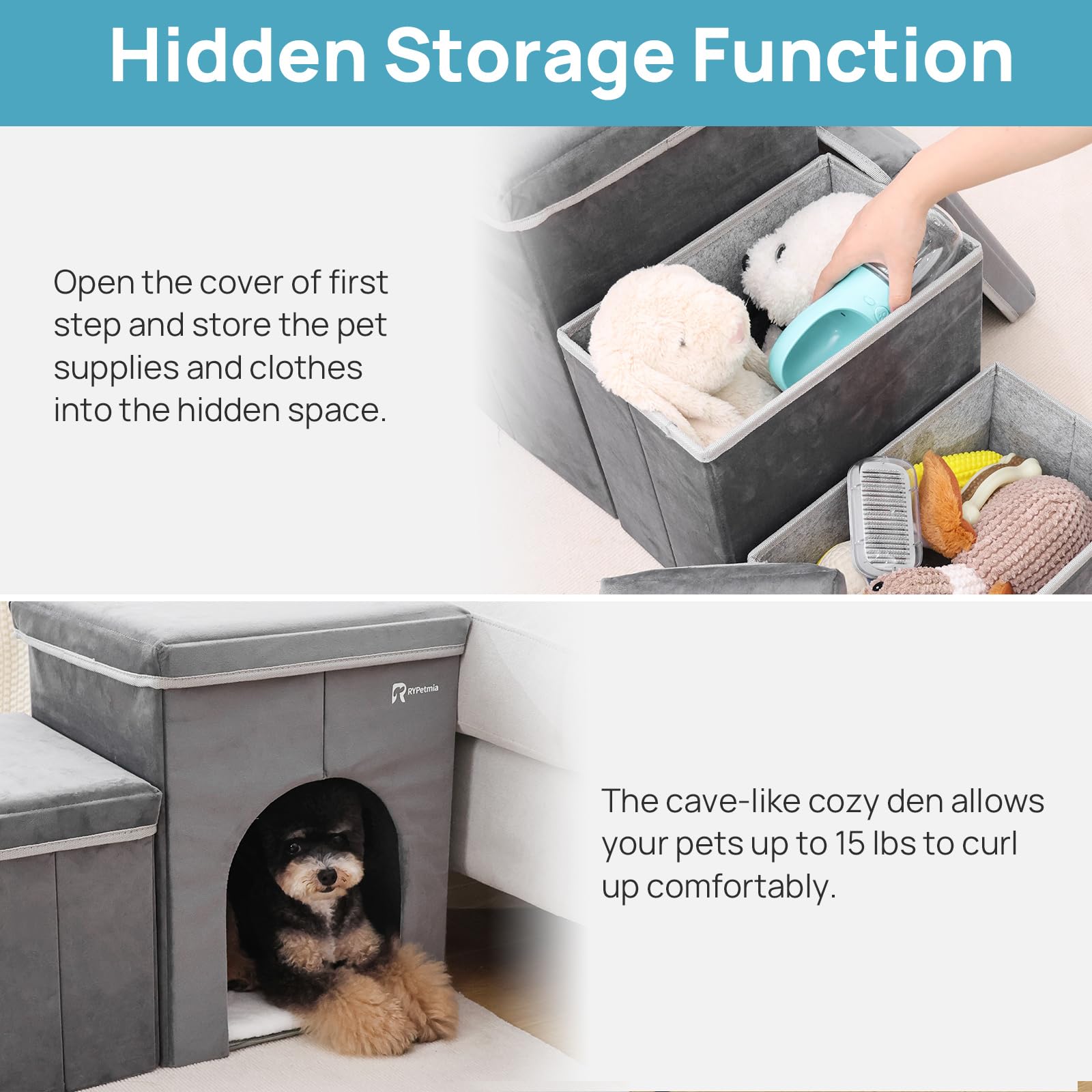 RYpetmia easy-clean foldable stairs, quick wipe and compact storage.