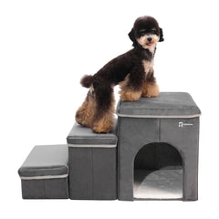 RYpetmia foldable pet stairs for bed and sofa, portable and secure for easy access.