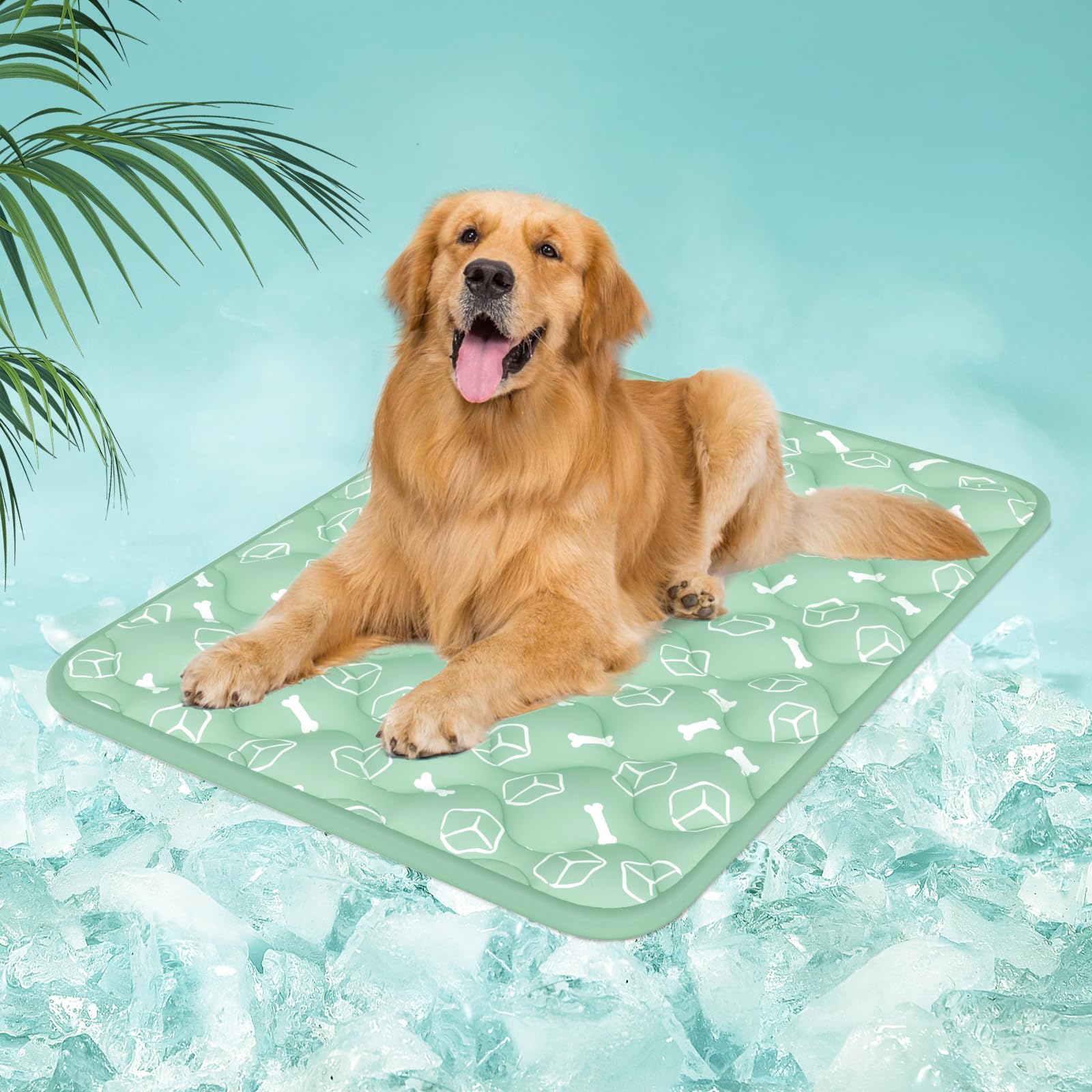 Rywell Dog Cooling Mat 2.0 with forest-green arc-chill core for long-lasting cooling.