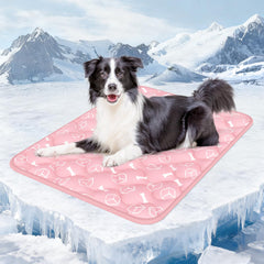 Rywell Dog Cooling Mat 2.0 soft pink cover offers cozy cooling for pets at home.