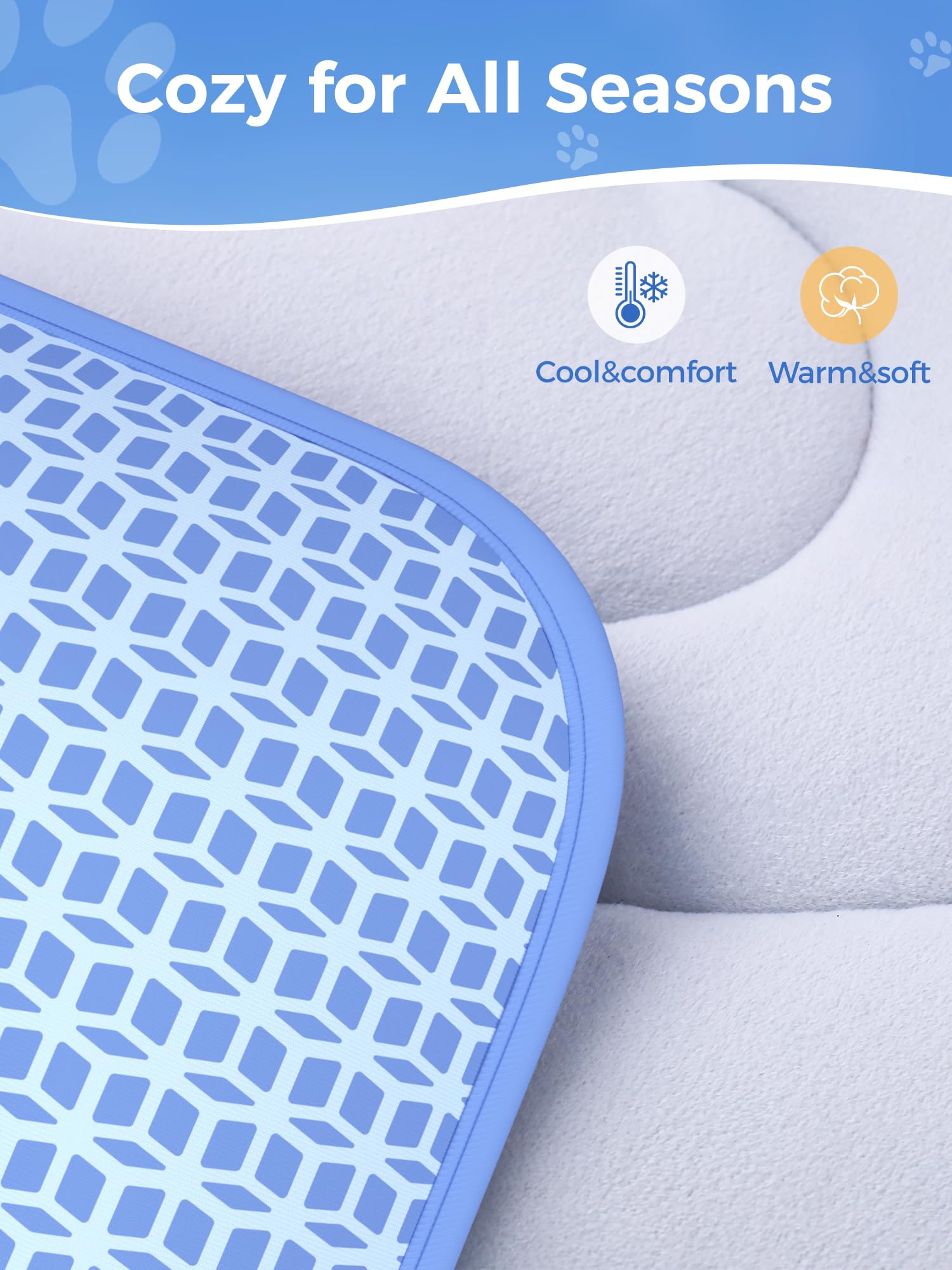 Rywell dog cooling mat chew-resistant fabric resists bites.