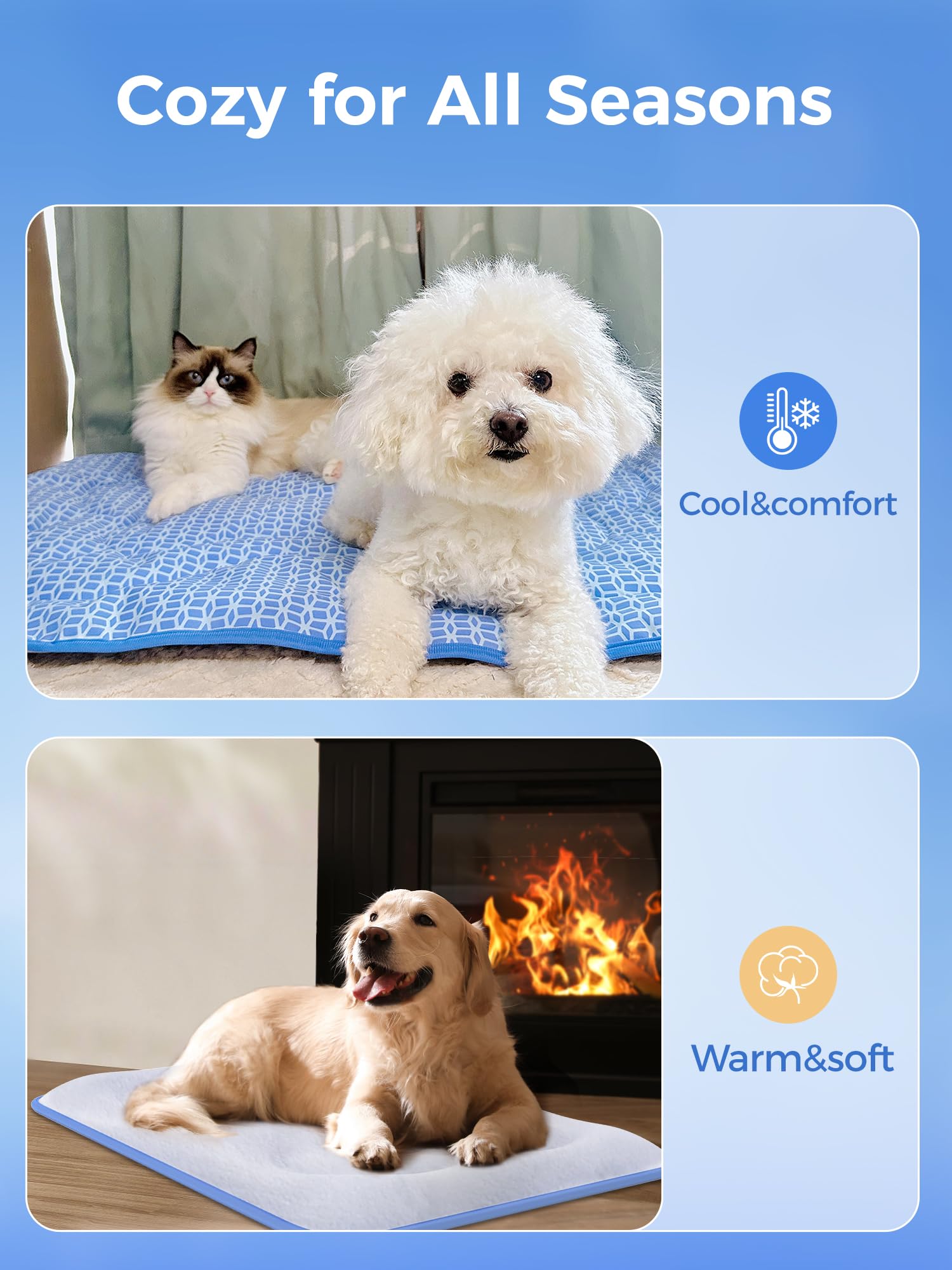 Rywell dog cooling mat waterproof core protects floors from spills.