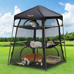 Rywell extra-large catio assembly-ready shows a sturdy outdoor setup for safe play.