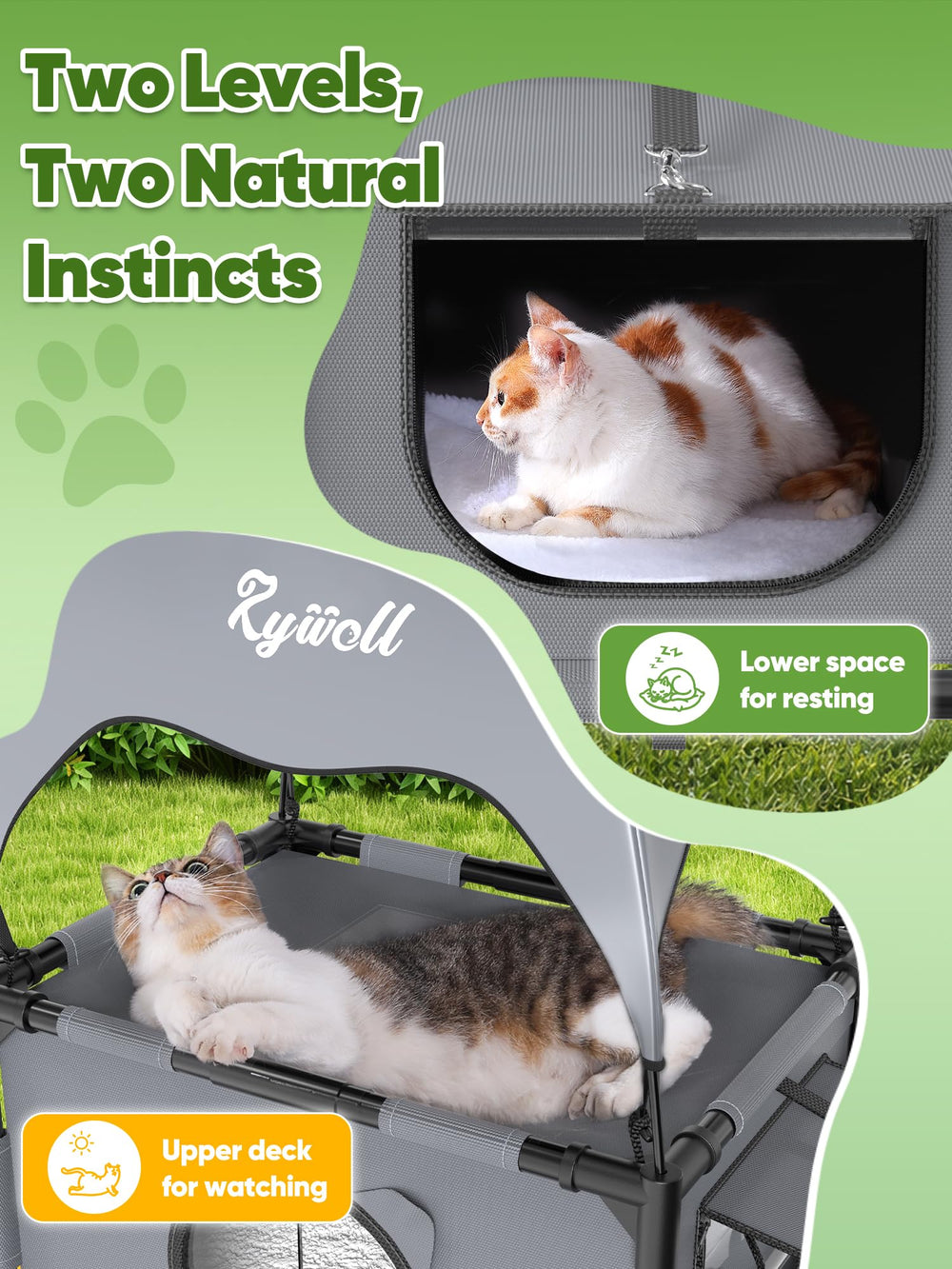 Rywell outdoor cat house breathable mesh sides promote airflow and comfort.