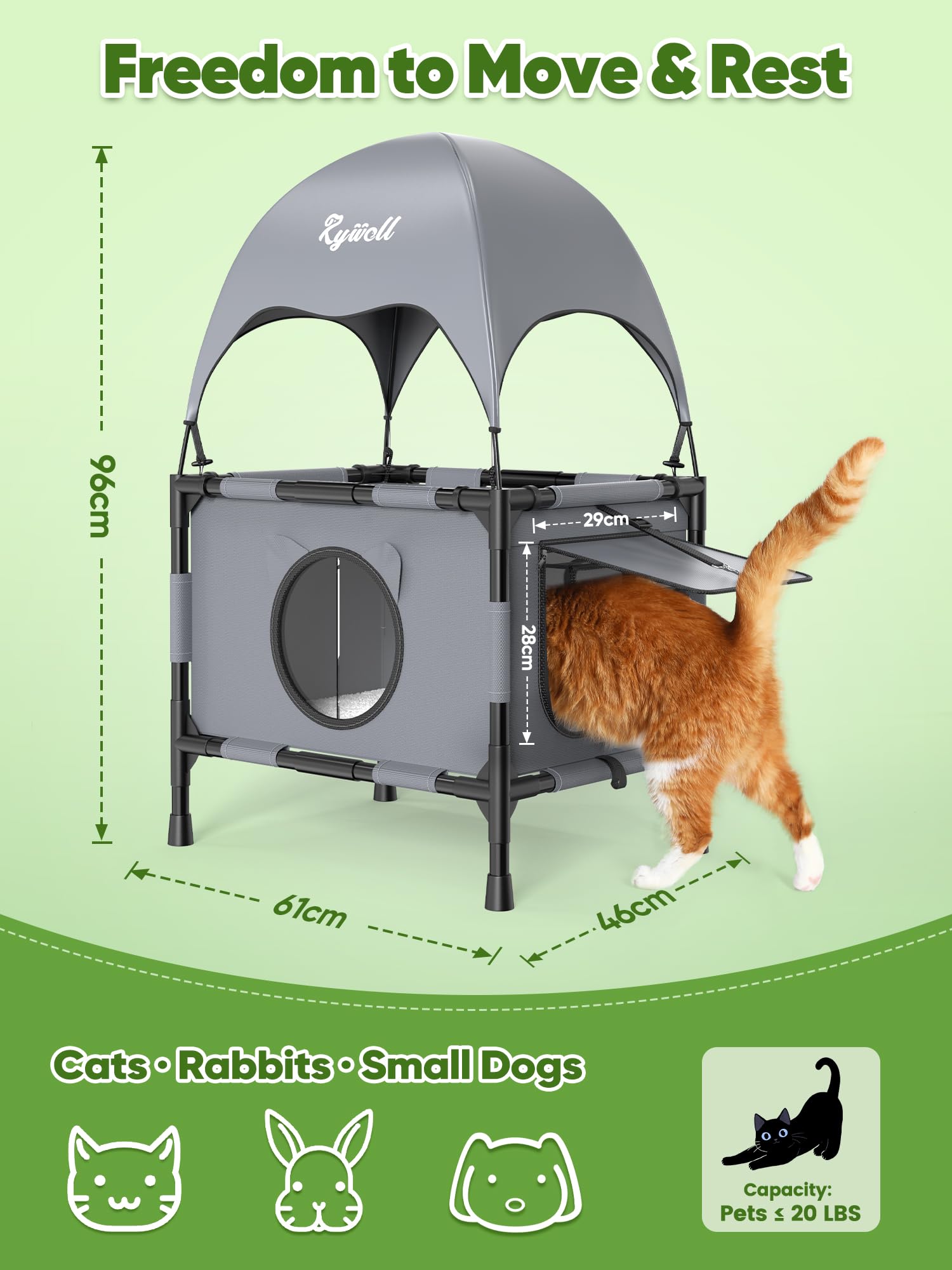 Rywell outdoor cat house two-tier design supports two cats without crowding.