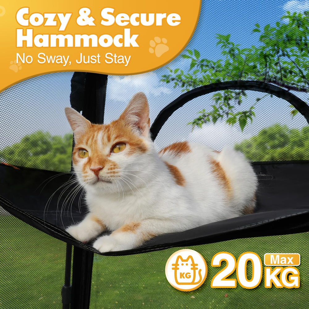 Rywell spacious multi-cat enclosure offers room for bedding and litter area.