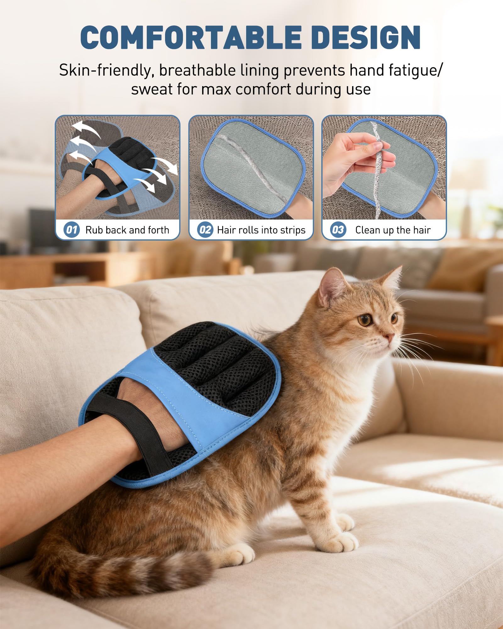 RZPTL glove lifting pet hair from clothing during daily use