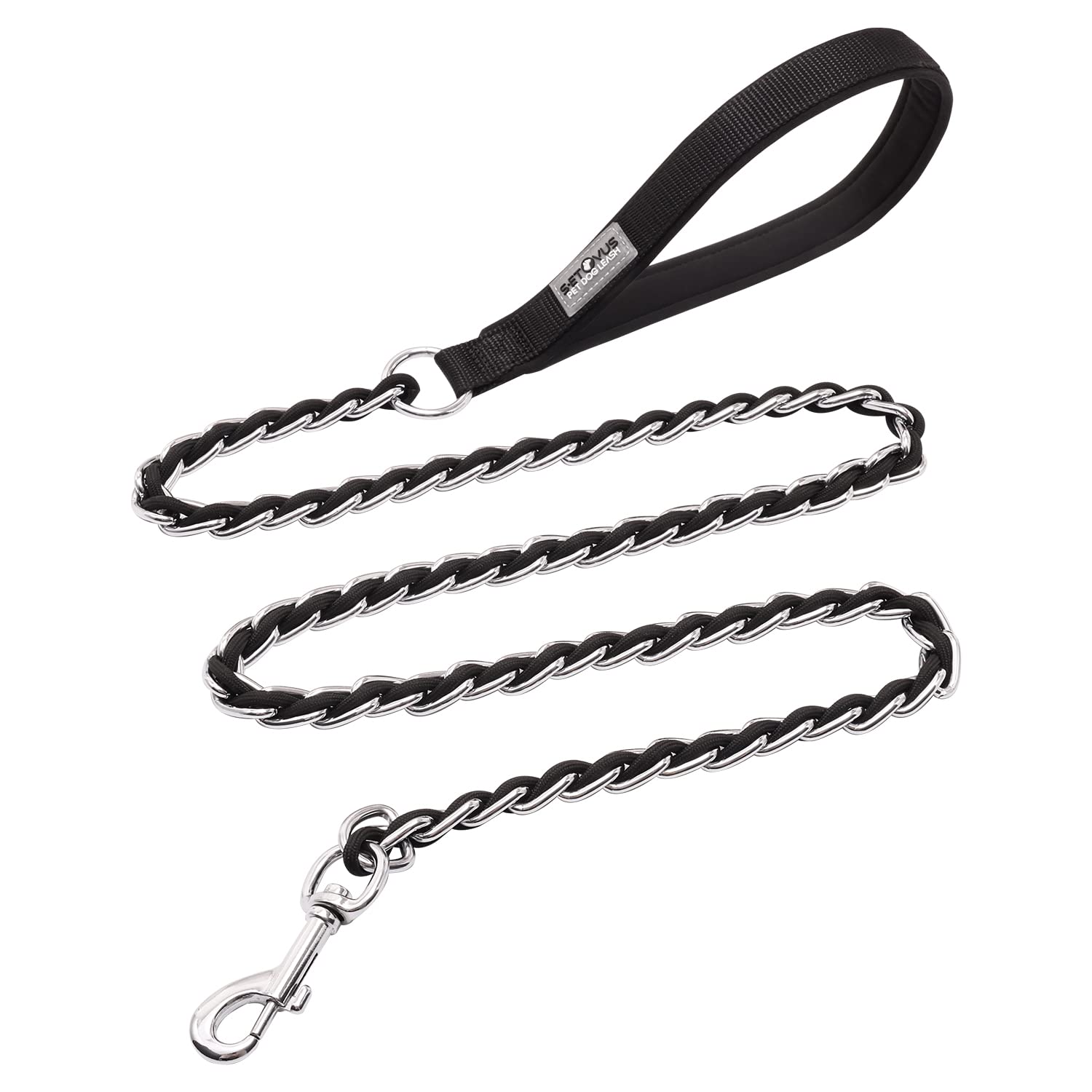 S-ETOVUS chain dog leash with chew-proof metal clip for durable walks