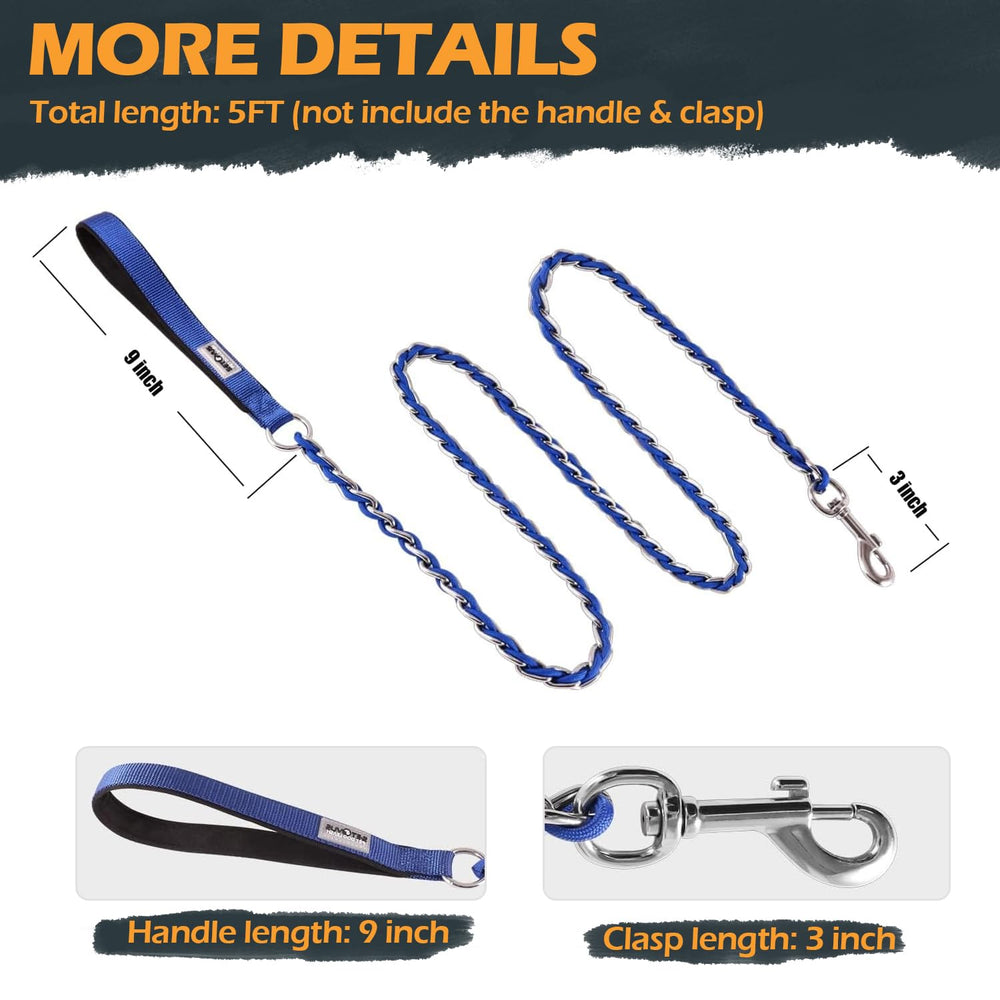 S-ETOVUS durable tensile-chain leash supports active dogs on walks.