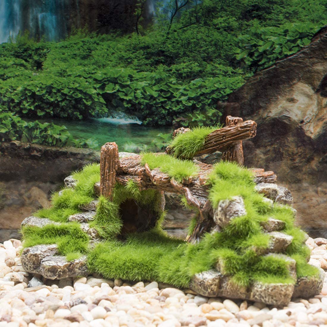 S-Lifeeling moss shelter enhances underwater landscaping for fish and shrimp.
