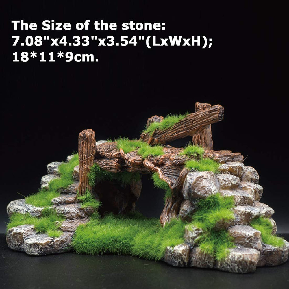 S-Lifeeling turtle tank wood ruins adds visual depth and hiding spots.