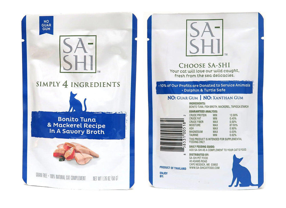 Sa-Shi Bonita Tuna & Sardines pouch in savory broth for hydration