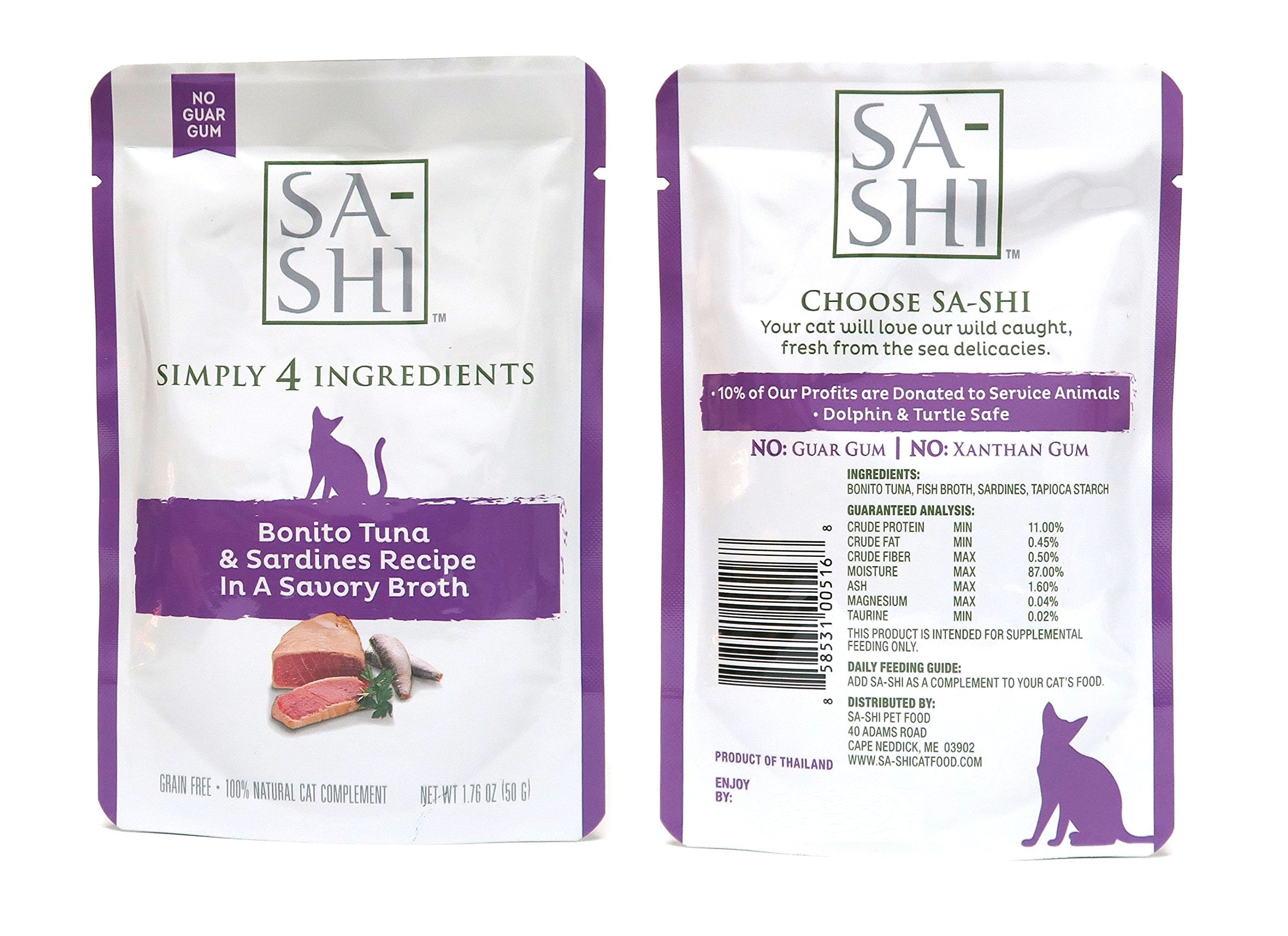 Sa-Shi Wild-Caught Salmon & Bonita Tuna pouch in savory broth for appeal