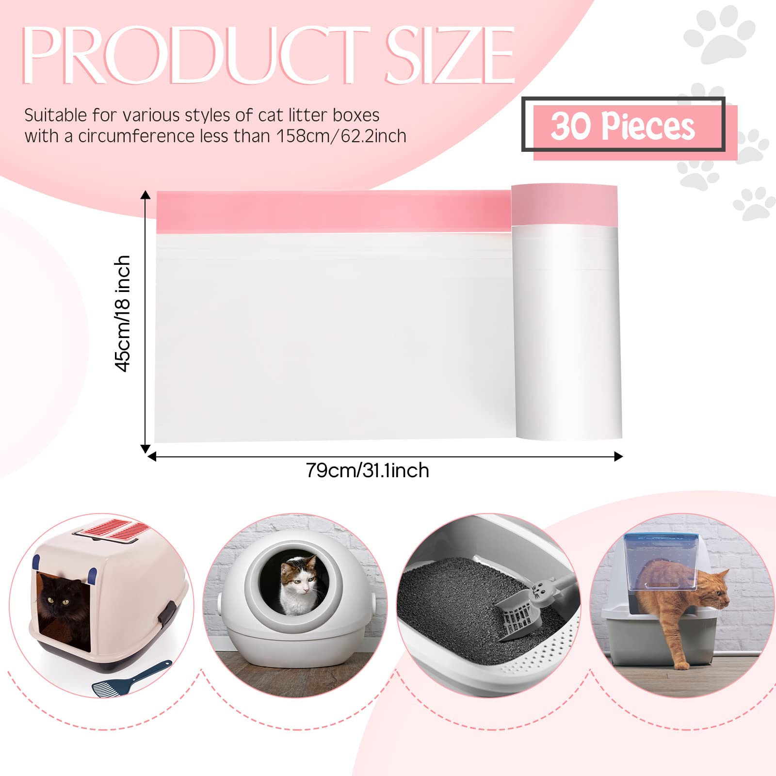 Sabary jumbo kitty pan liners sized 31x18 inches fit most boxes