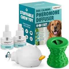 SabPets dog calming diffuser kit plugged in in living room to support calm behavior