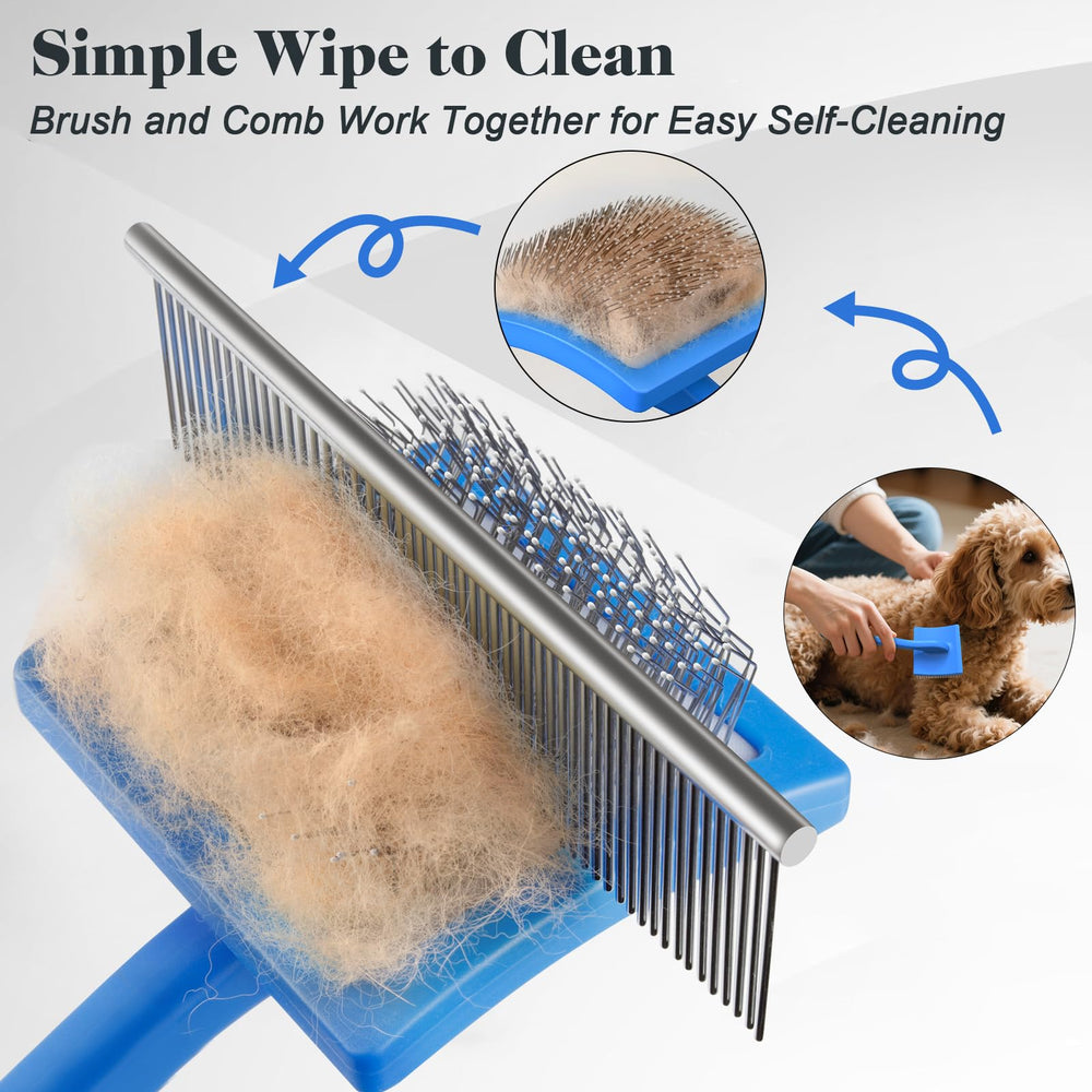 Saccison slicker brush with 1-inch pins for dense coats detangling
