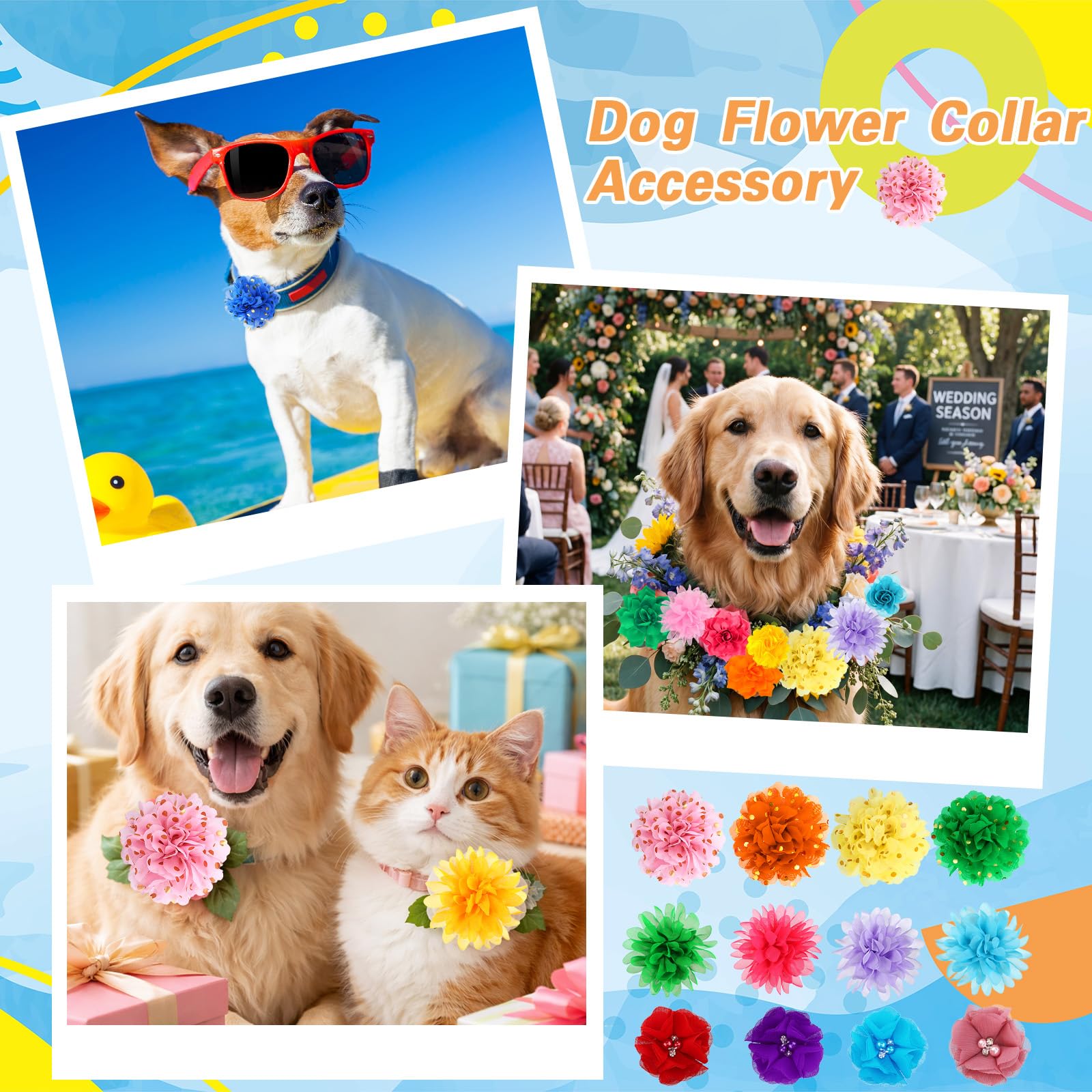 Sadnyy chiffon flower bows in vibrant colors, perfect for party looks.