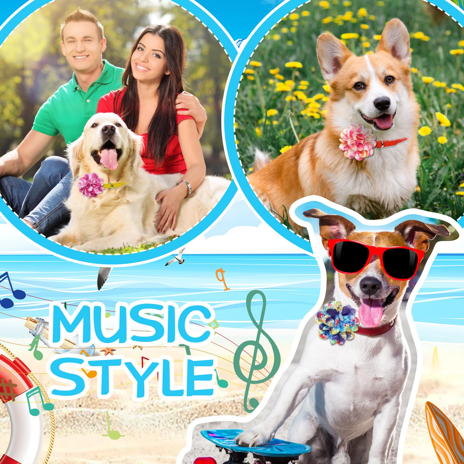 Sadnyy dog bow flowers durable chiffon design lasts through adventures.