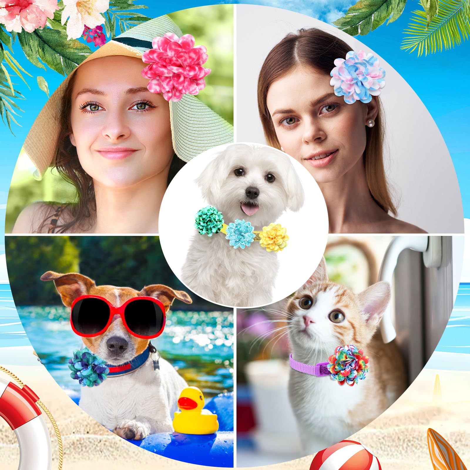 Sadnyy pet grooming bows tie-dye design ideal for adorable photos.