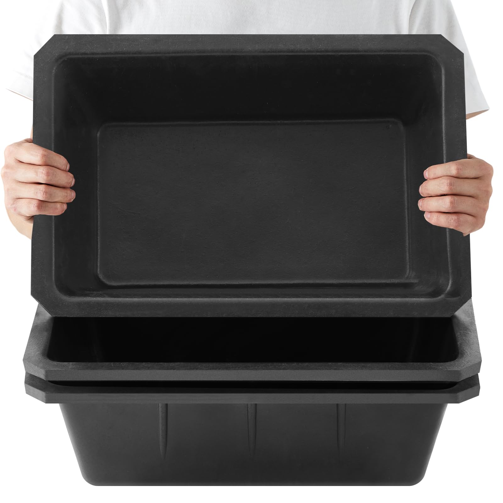 Sadnyy rubber feeder pan top view showing large capacity for multiple animals.