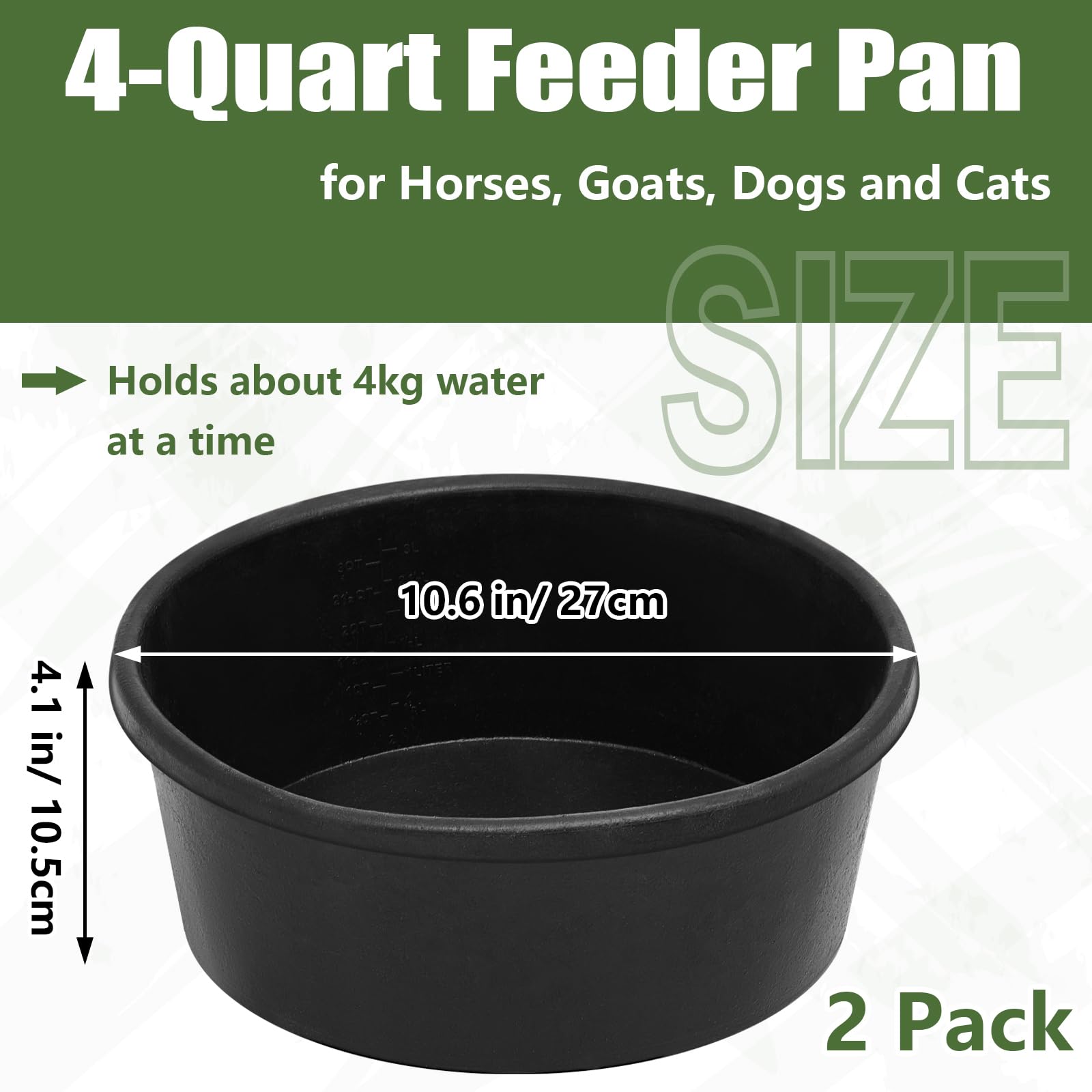 Sadnyy rubber feeder pan 4-quart capacity ready for daily use with livestock and pets