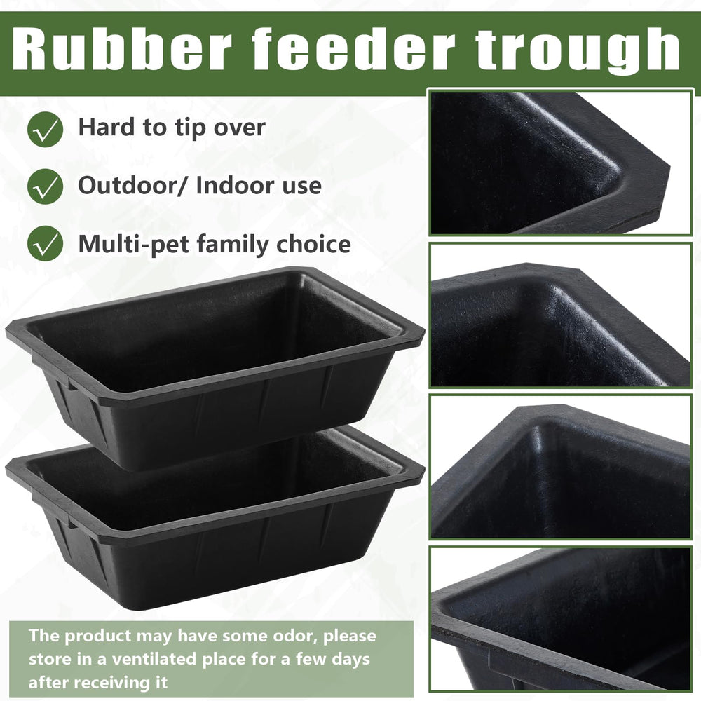 Sadnyy rubber feeder pan demonstrates kick-resistant design for barn reliability.