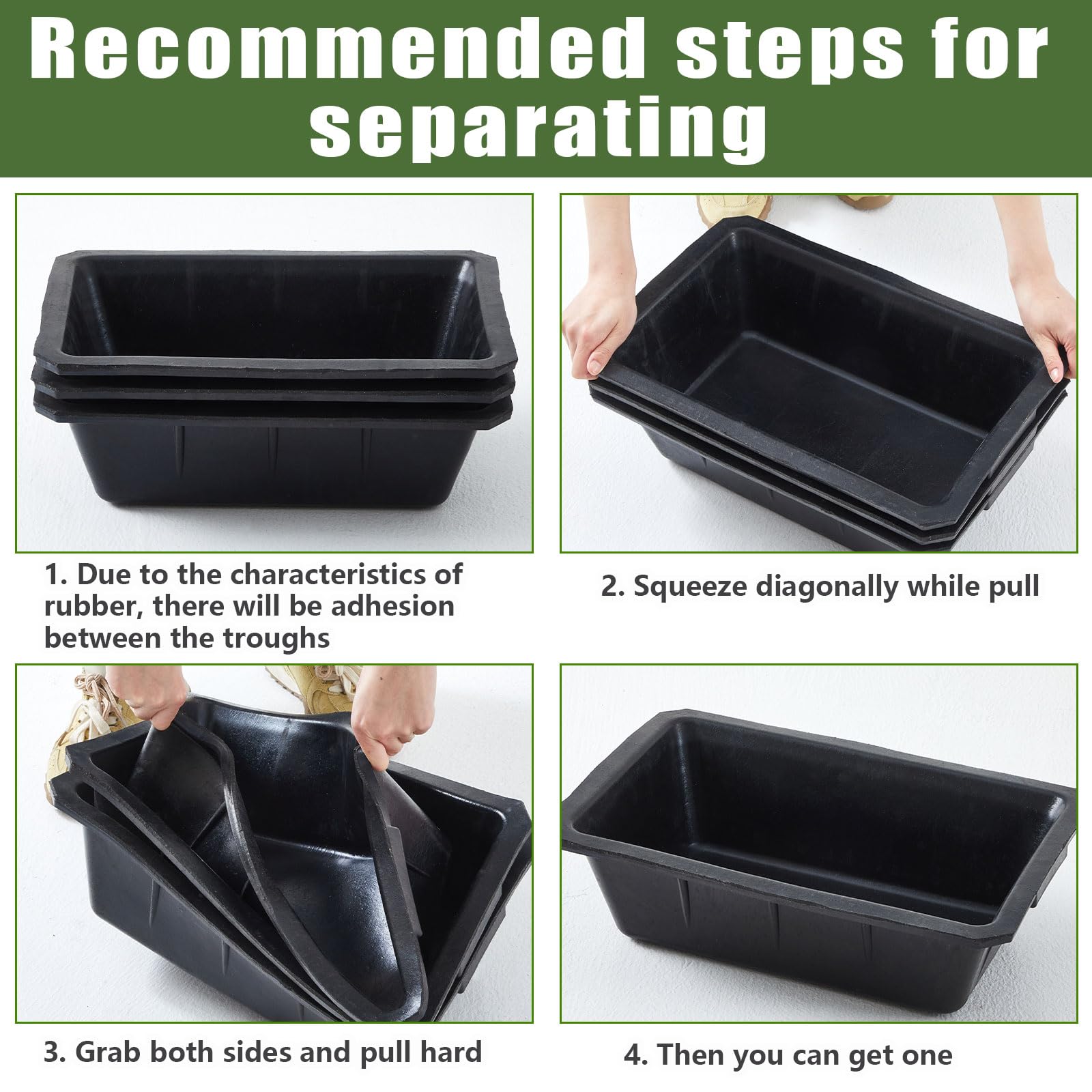 Sadnyy rubber feeder pan stackable design saves space between uses.