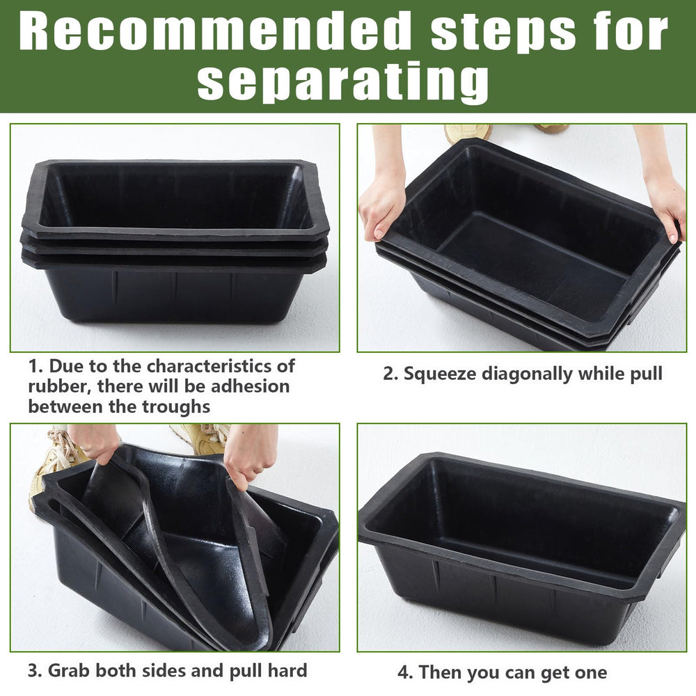 Sadnyy rubber feeder pan stackable design saves space between uses.