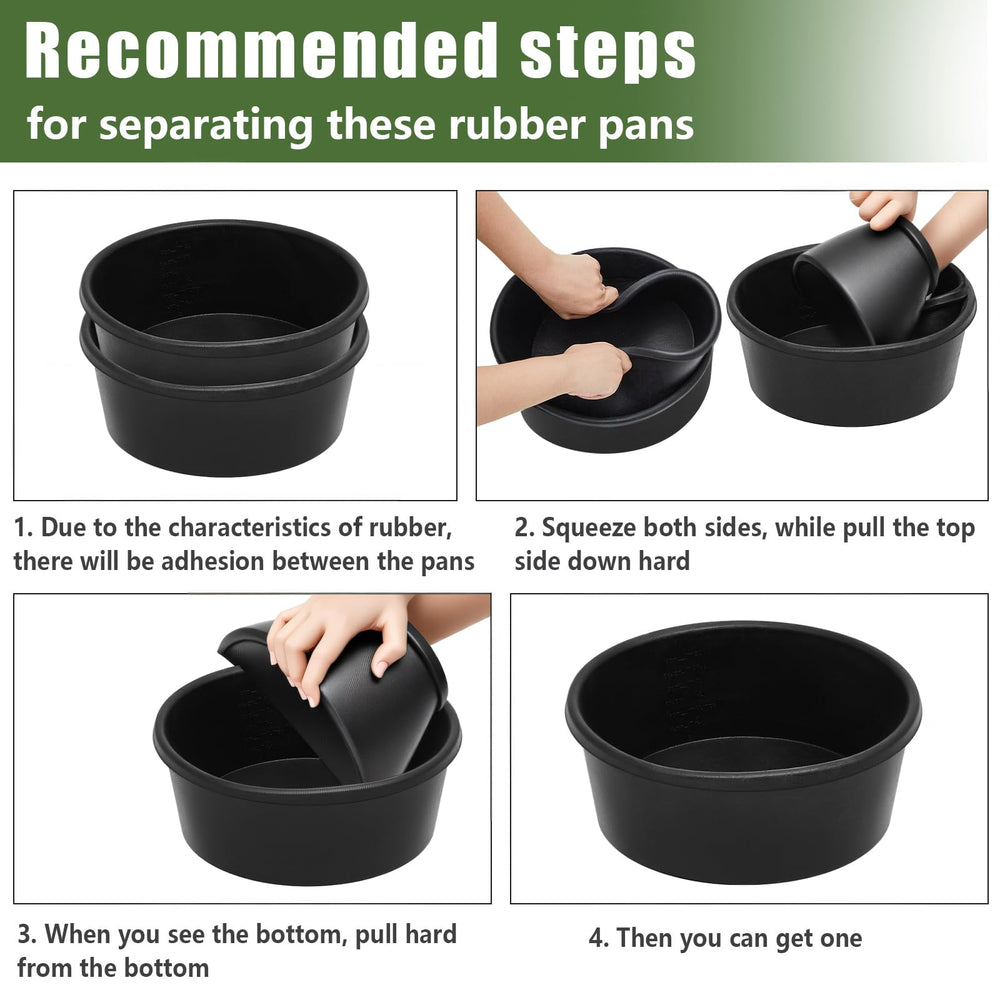 Sadnyy stackable rubber feed pans save space when storing multiple bowls