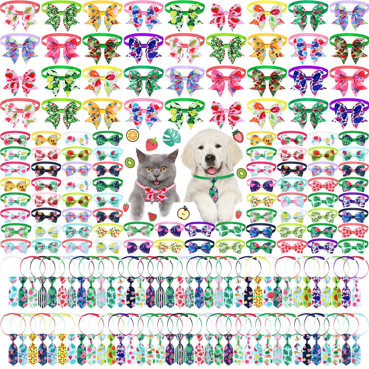 Sadnyy Hawaii dog bow ties on display for festive outings.