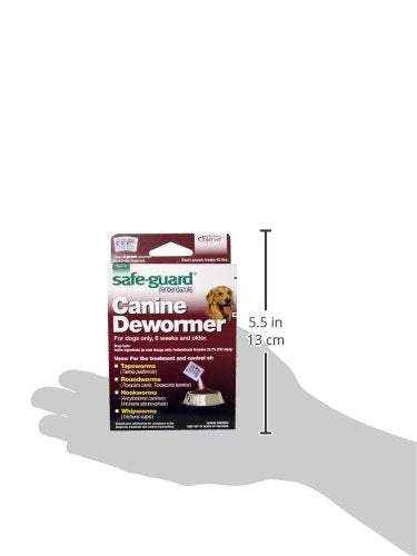 SAFE-GUARD Guard Canine dewormer label and directions on packaging