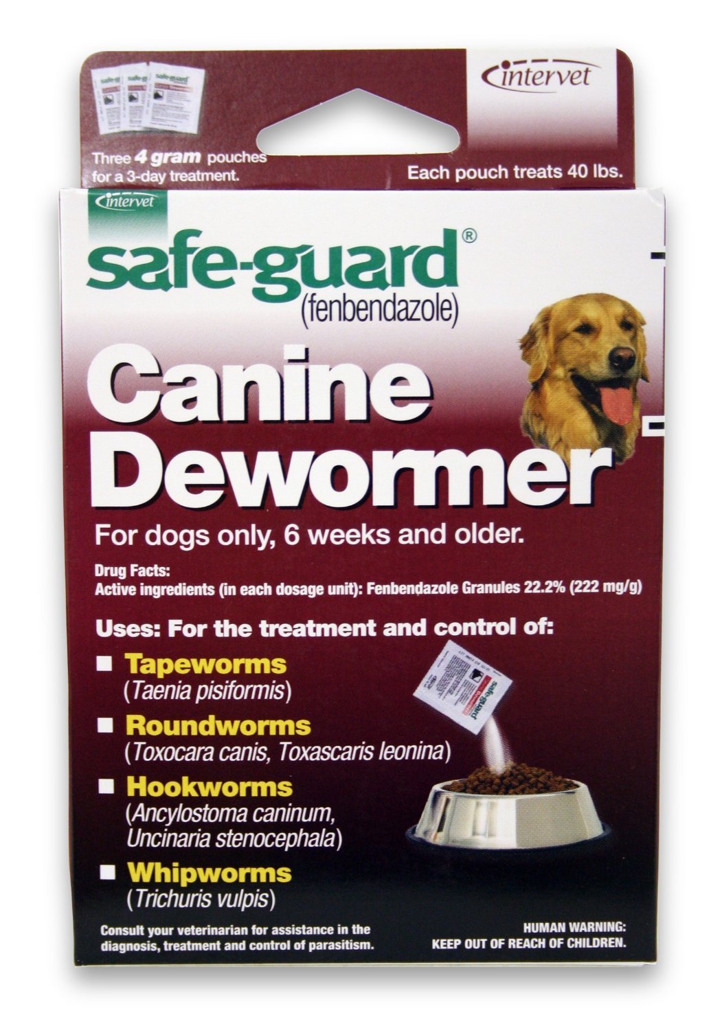 SAFE-GUARD Guard Canine dewormer pack for large dogs with 4-gram tablets