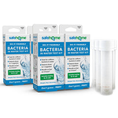 Safe Home DIY Bacteria Water Test Kit 4-pack packshot shows the complete kit for at-home testing.