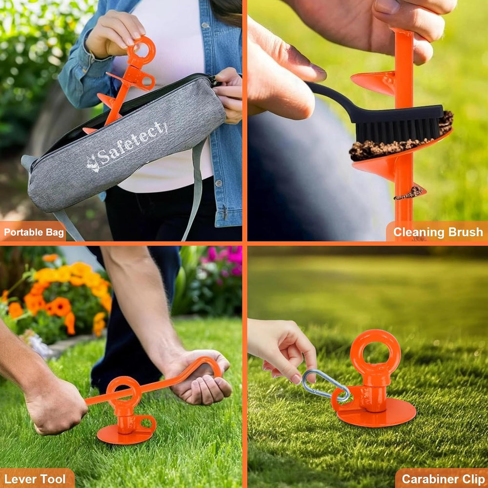 Safetect alloy steel stake with orange anti-rust coating for durability and visibility.