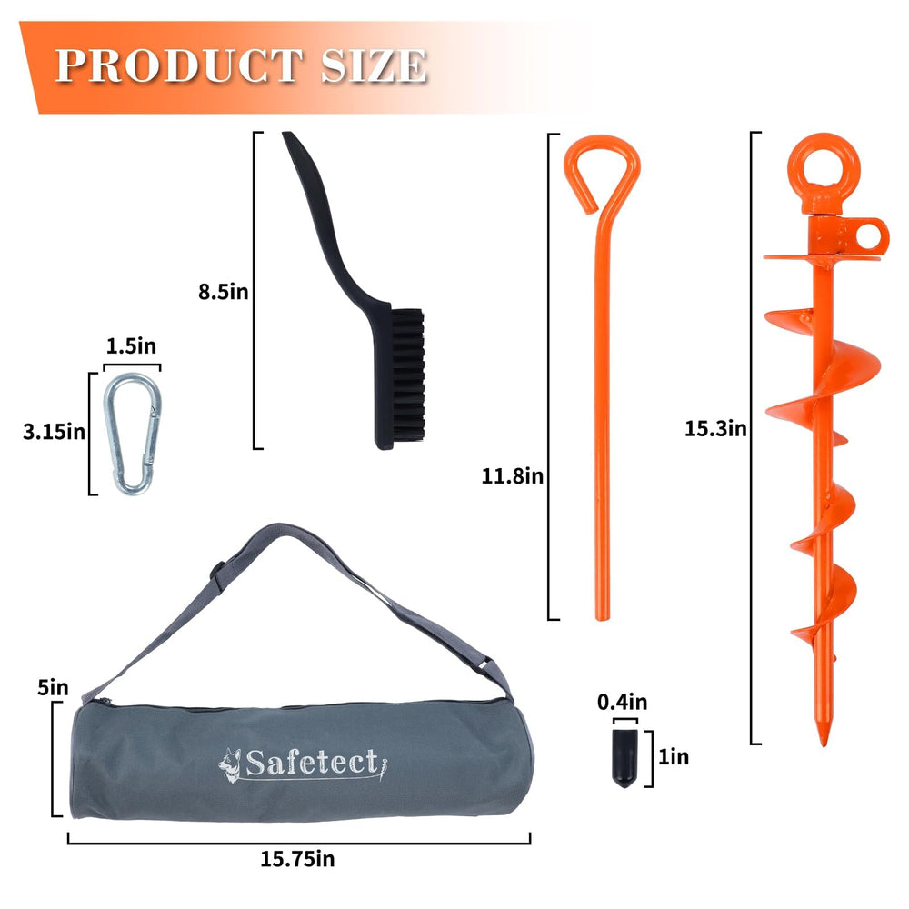 Safetect multi-purpose stake with kit for quick setup in yard, camp, or beach.