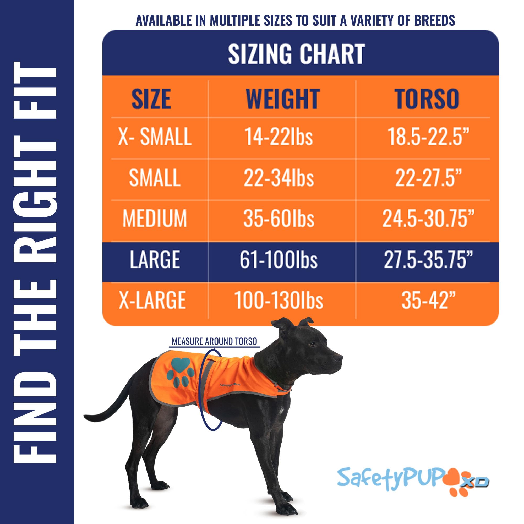 SafetyPUP XD reflective dog vest back view helps others notice your pup from behind.