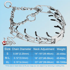 Safiman prong collar – stainless steel hardware resists rust and wear.