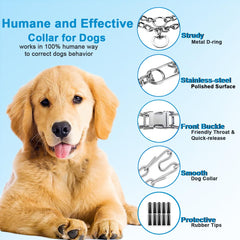 Safiman prong collar – two extra links included for easy size adjustments.