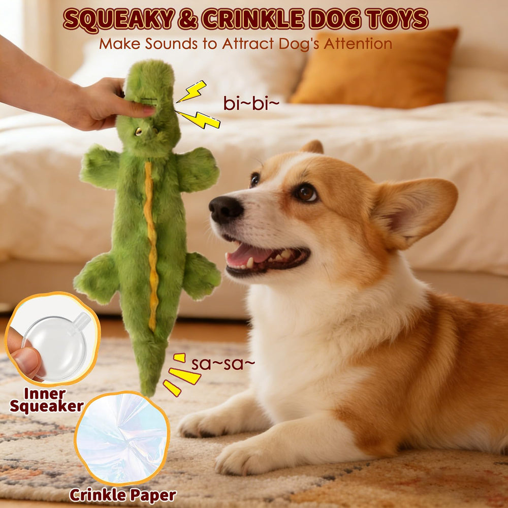 Sagildoq crocodile no-stuffing dog toy offers gentle teething and fun