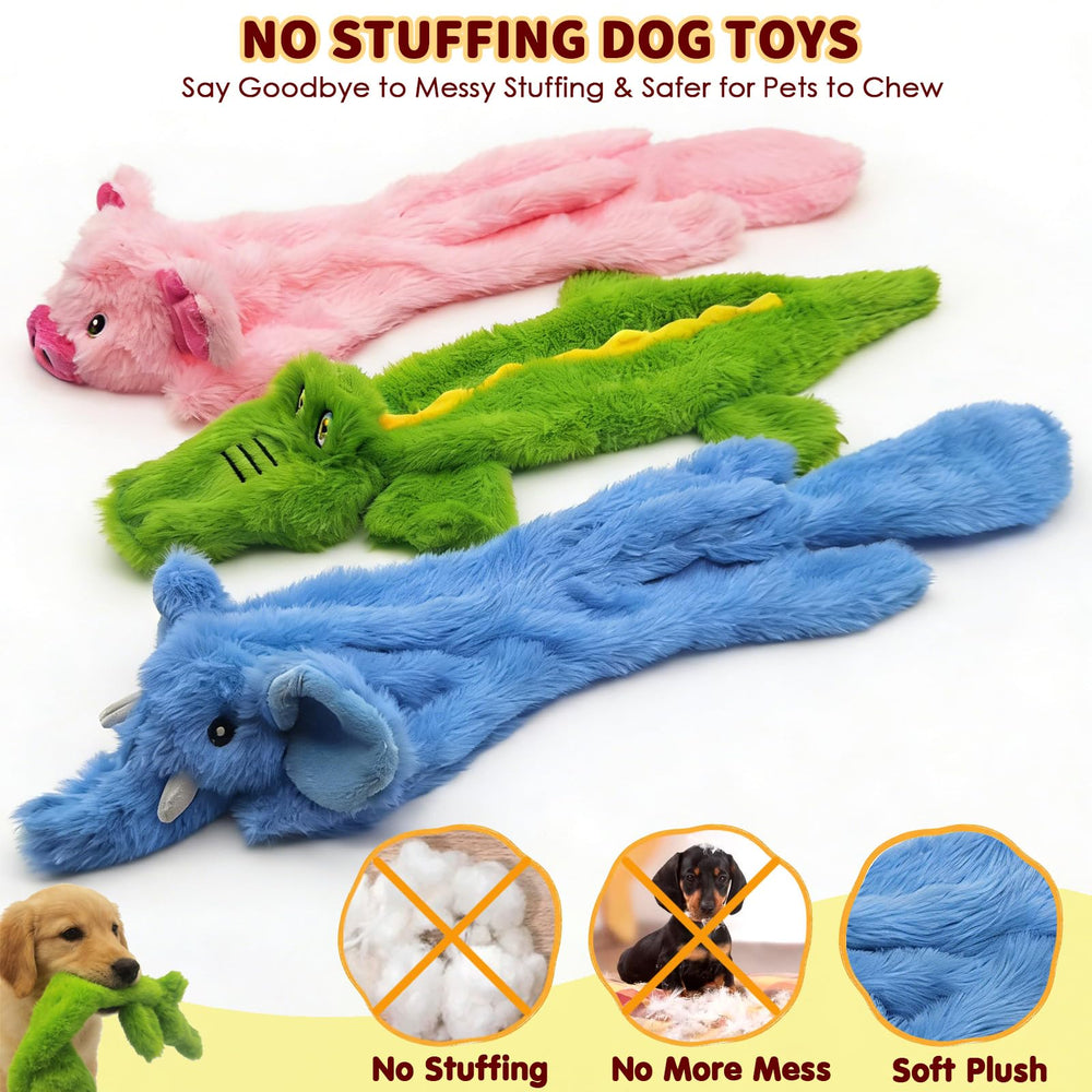 Sagildoq elephant no-stuffing dog toy with squeak for mental engagement