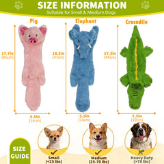 Sagildoq no-stuffing dog toy pack closeup shows soft plush texture