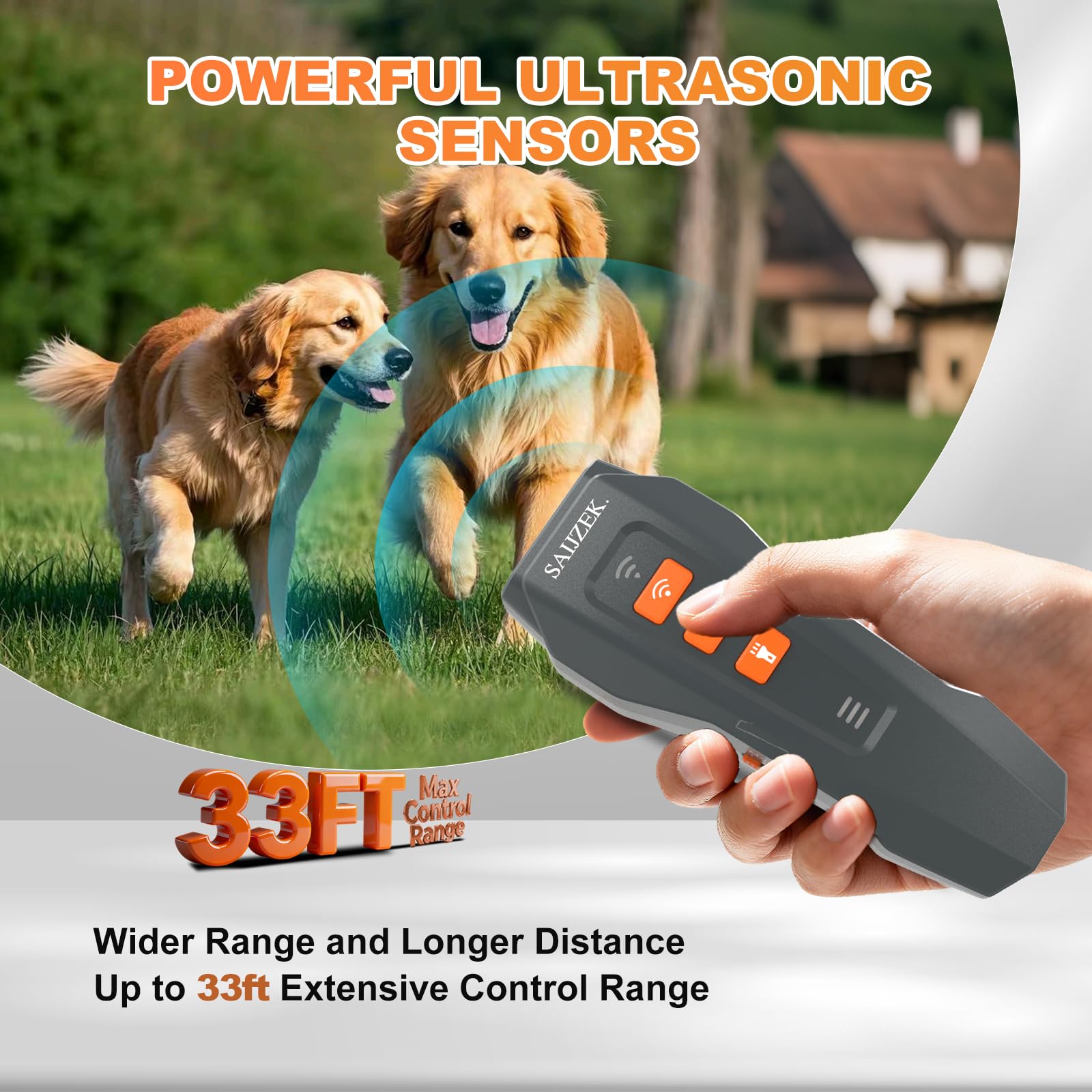 SAIJZEK bark deterrent with LED chaser light enhances dog attention during training.