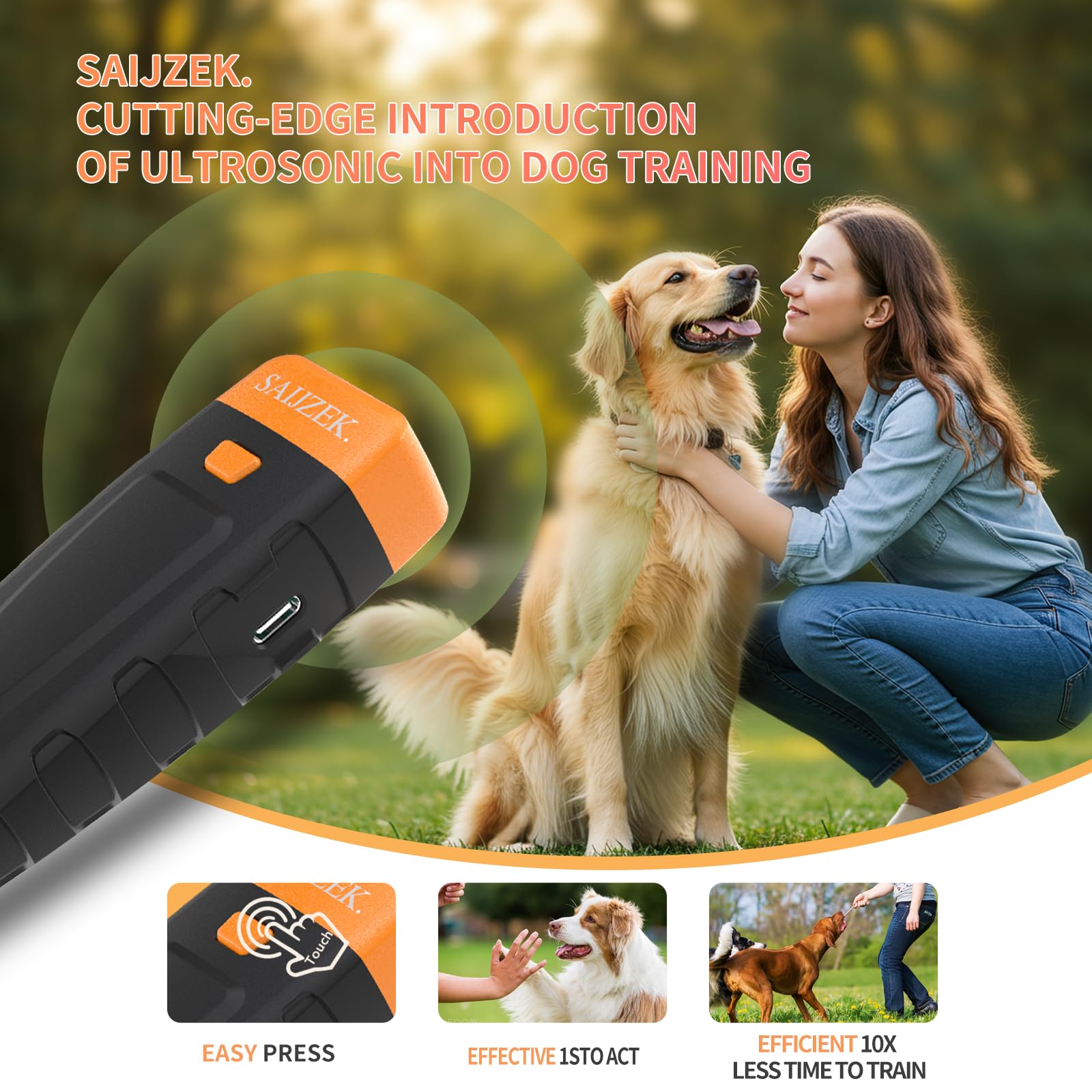 SAIJZEK trainer with LED flash mode for night deterrence