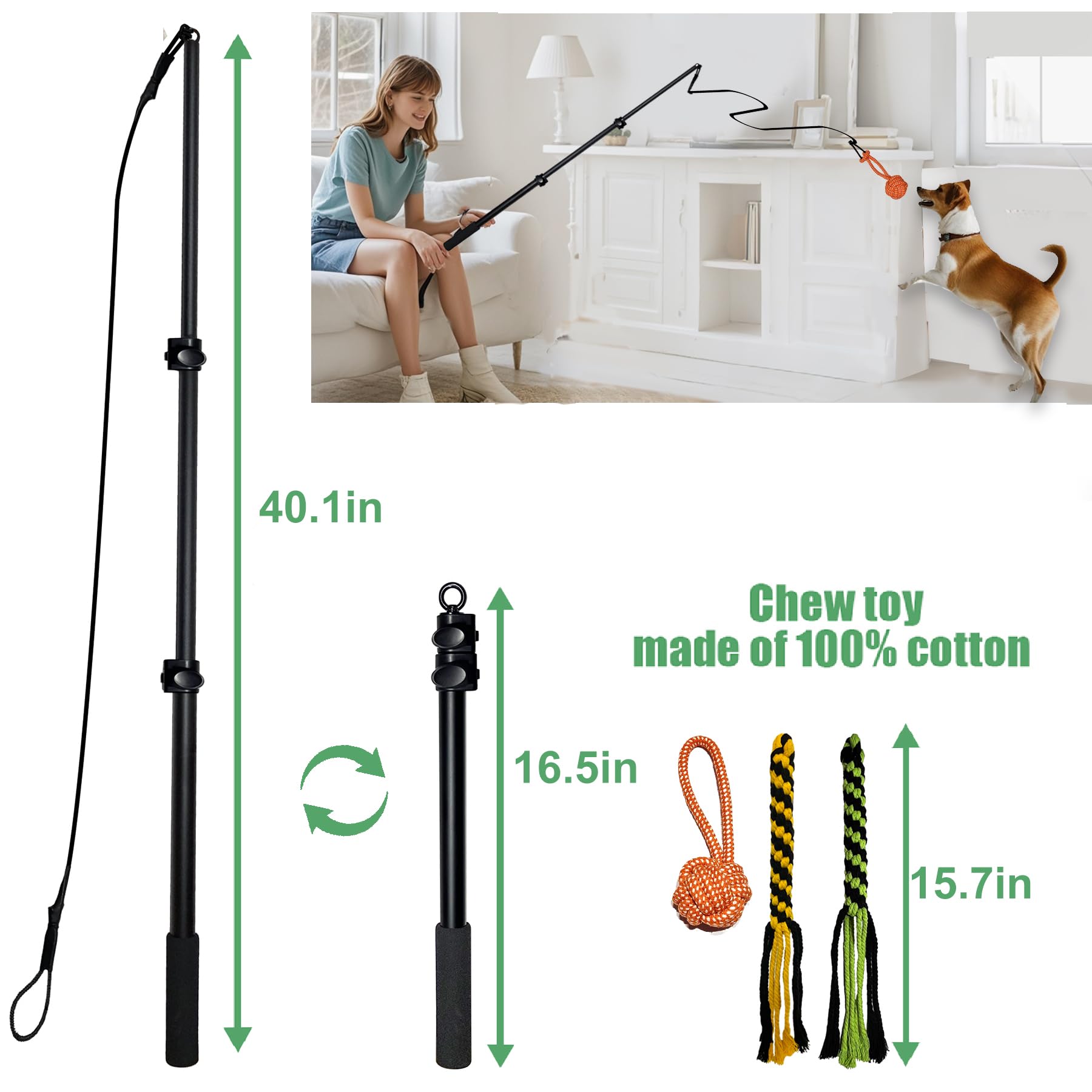 SailStart dog toy kit with pole assembly, ready for engaging chase games.