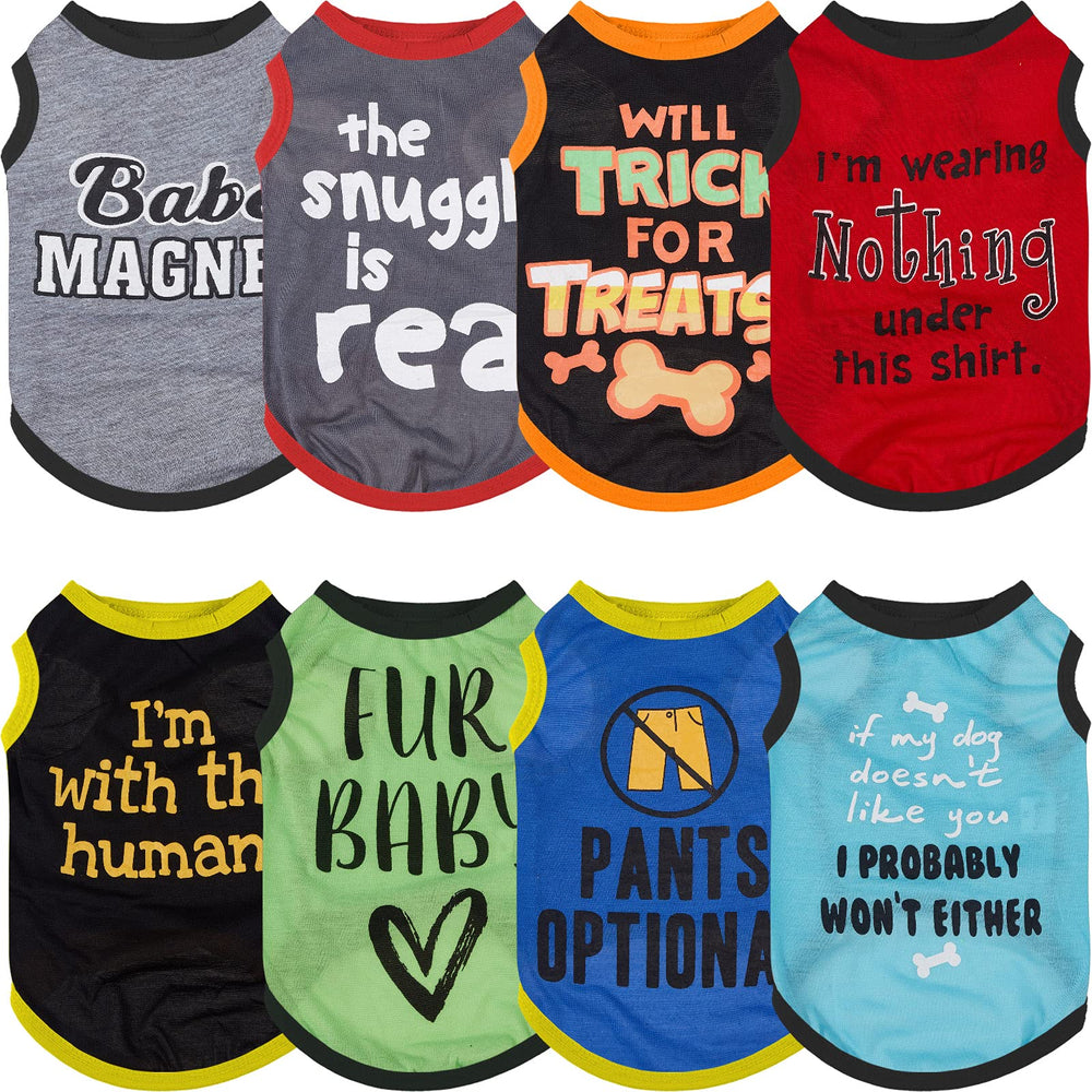 Saintrygo 8 piece dog shirts front view with colorful patterns for daily wear