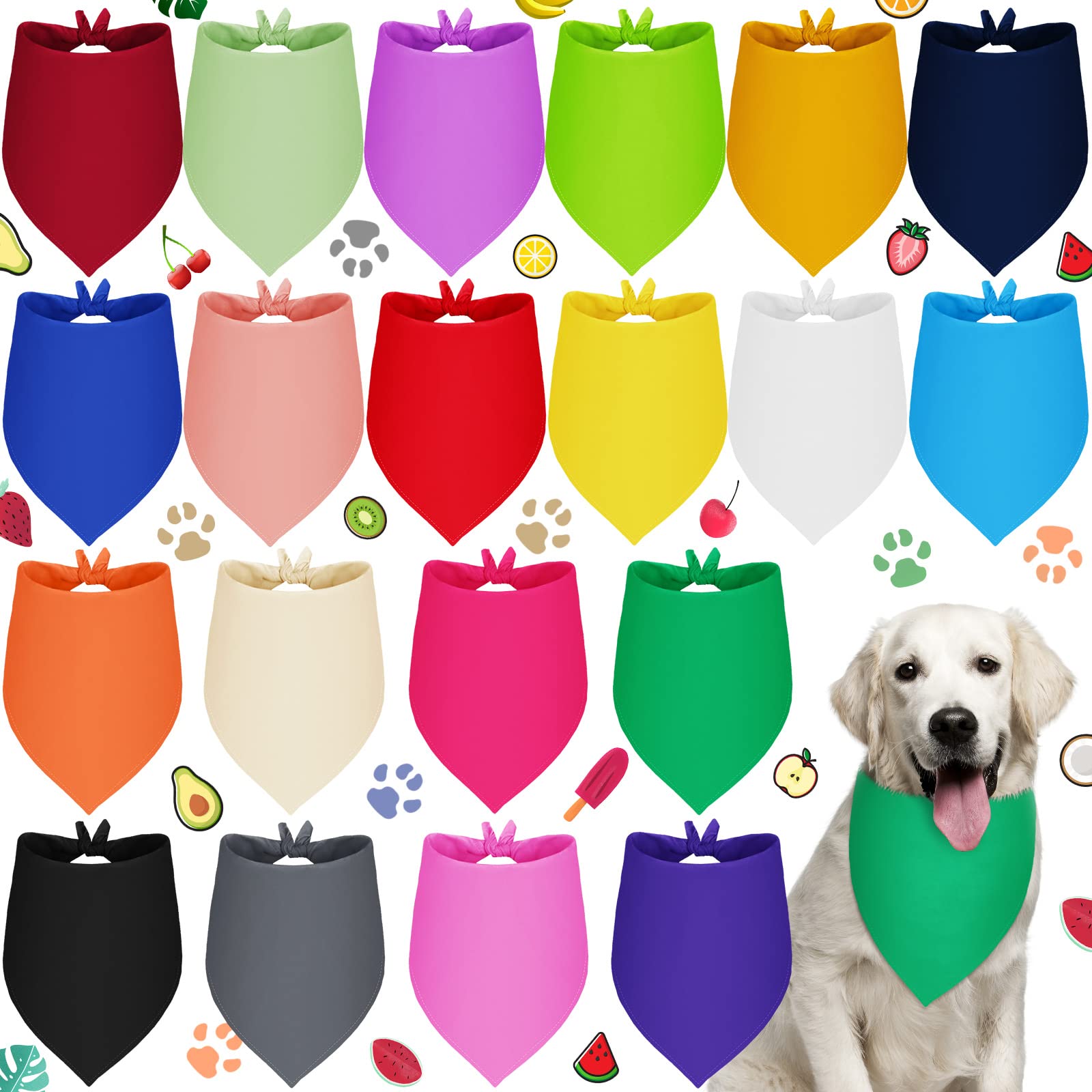 Saintrygo plain dog bandana in 20 colors for daily wear and events