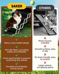 Saker foldable dog ramp with non-slip steps ensures secure footing for small and senior dogs.