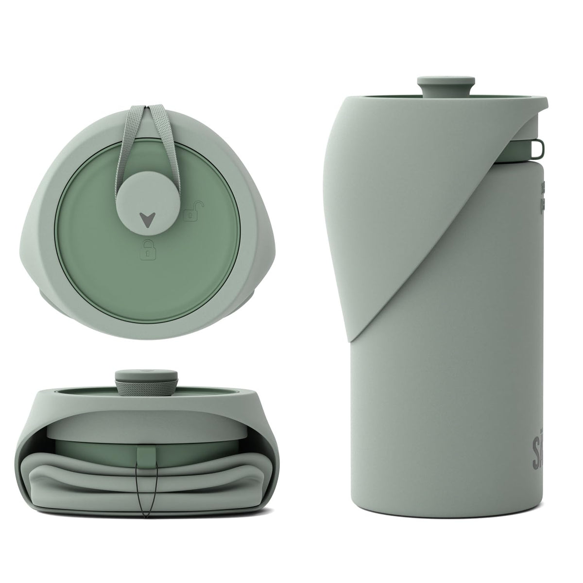 SÄKER portable dog water bottle shown in hiking use for on-the-go hydration.