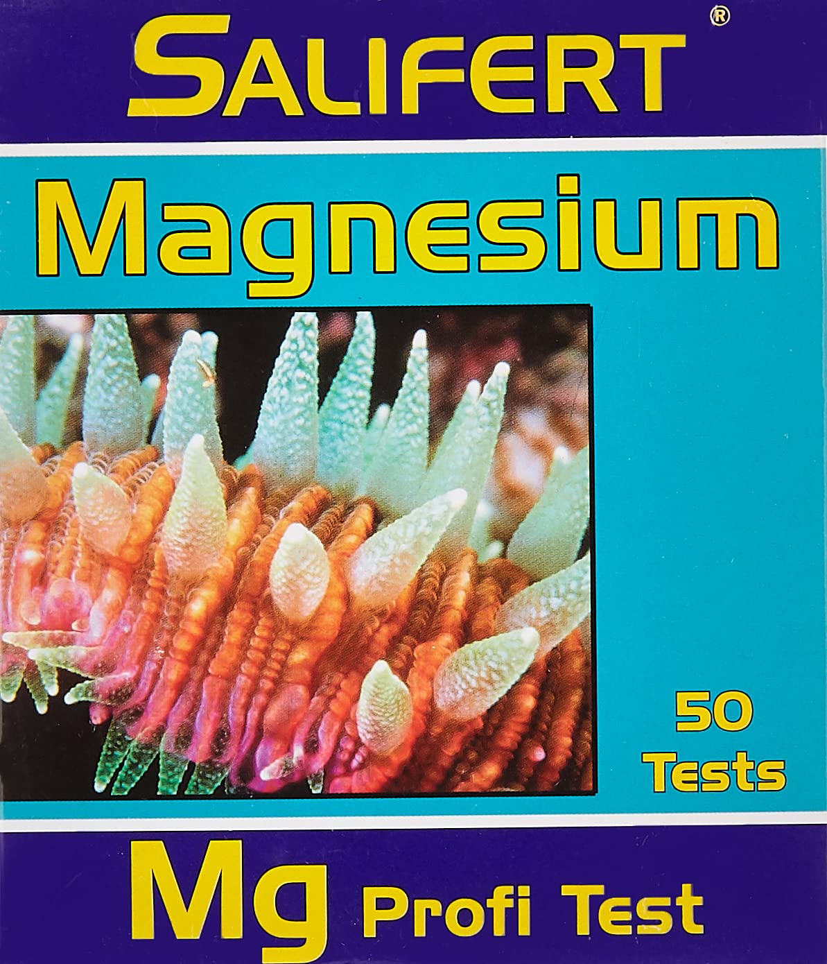 Salifert Magnesium Test Kit box front for reliable reef tank testing.
